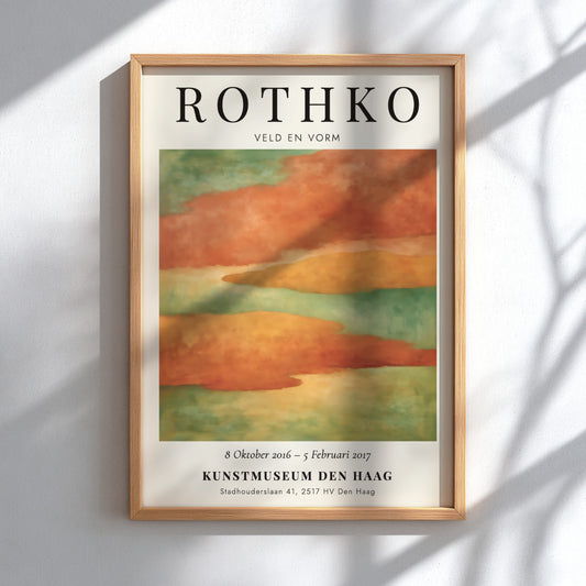 Wall art poster featuring Mark Rothko Veld En Vorm with soft orange and green