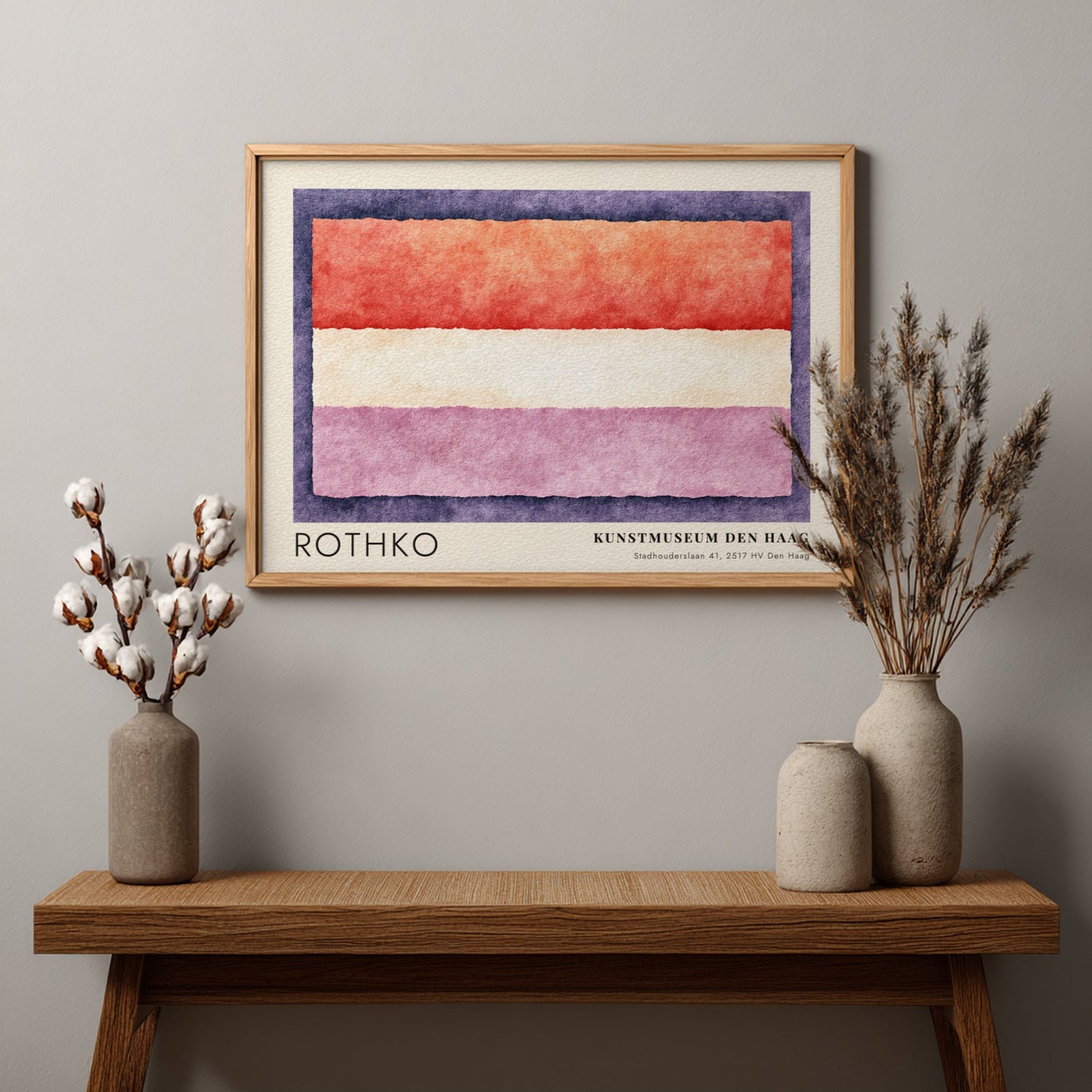 Wall art poster of Mark Rothko Veld en Vorm exhibition print in wooden frame