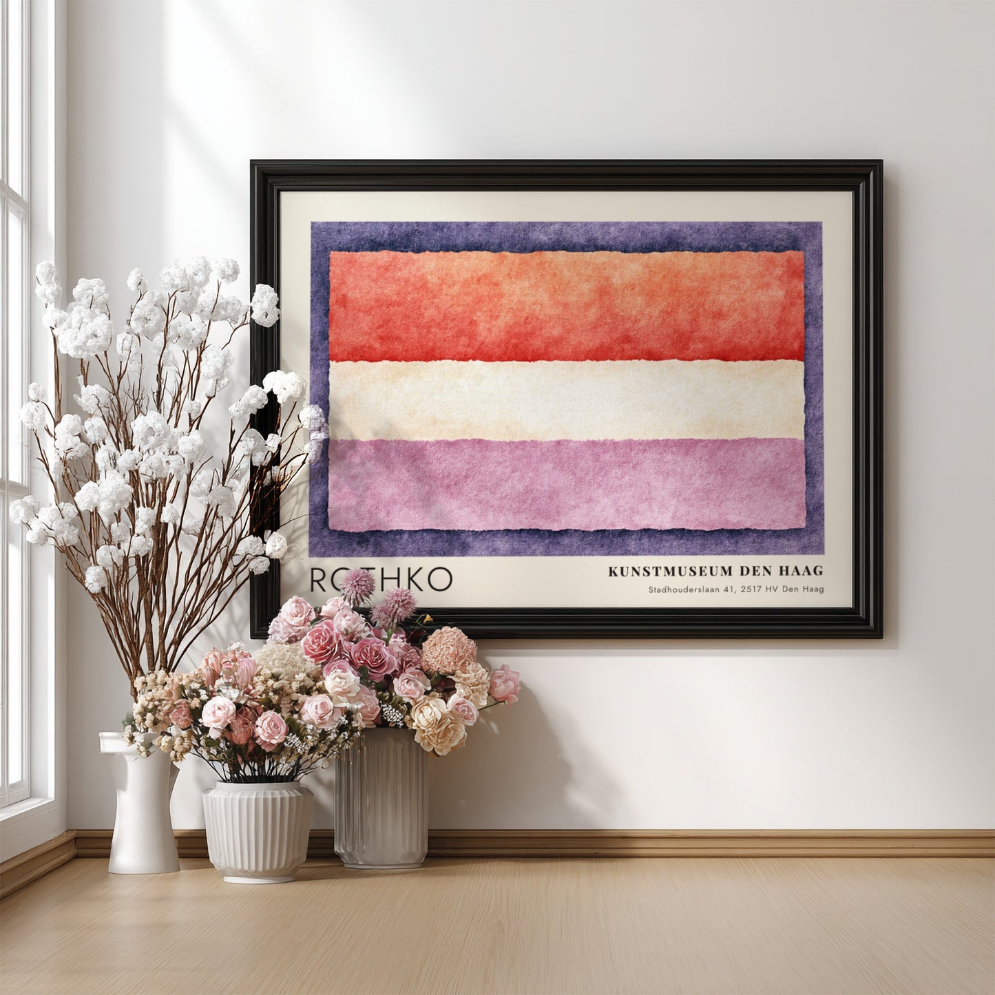 Wall art poster of Mark Rothko Veld en Vorm exhibition print in wooden frame