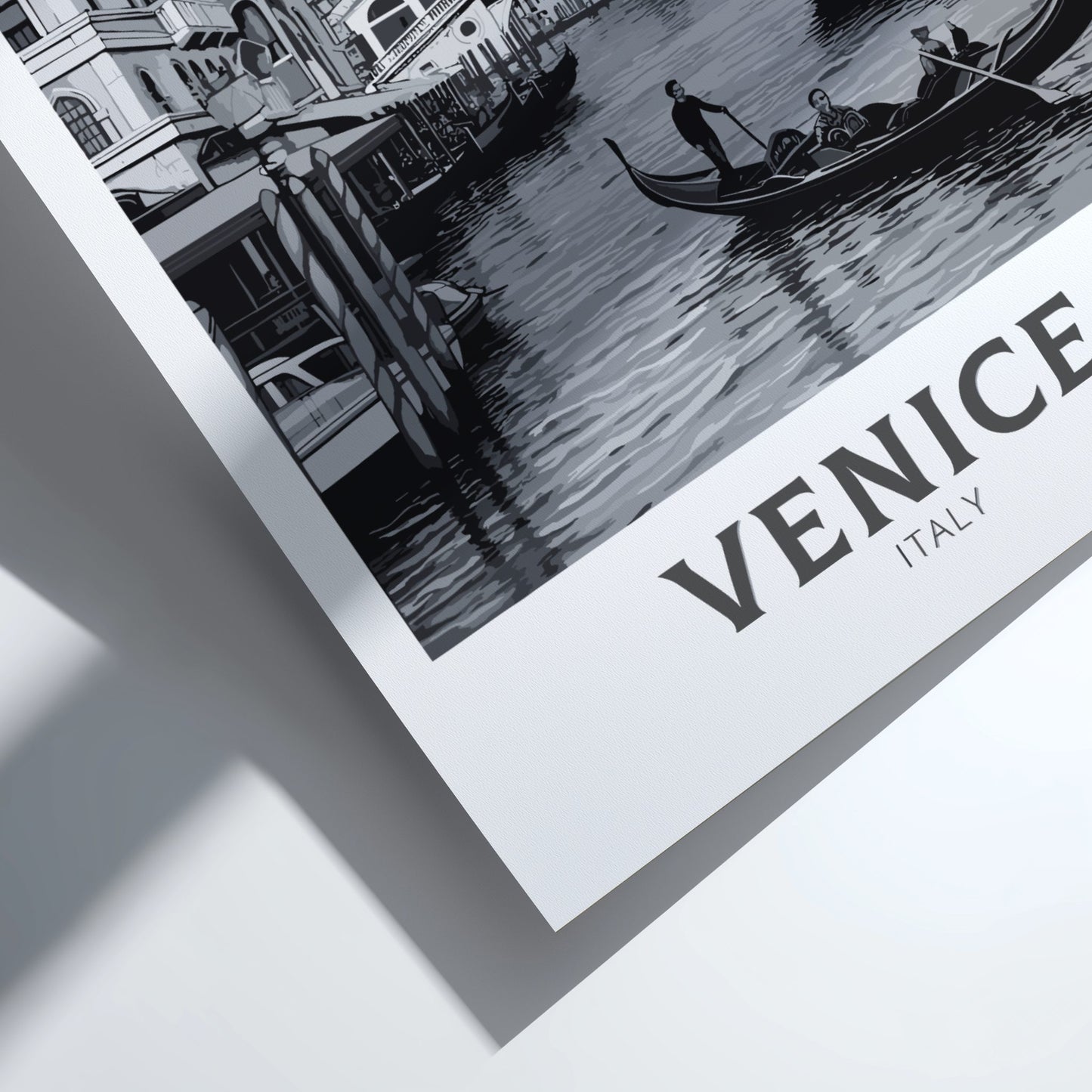 Venice black and white travel poster 