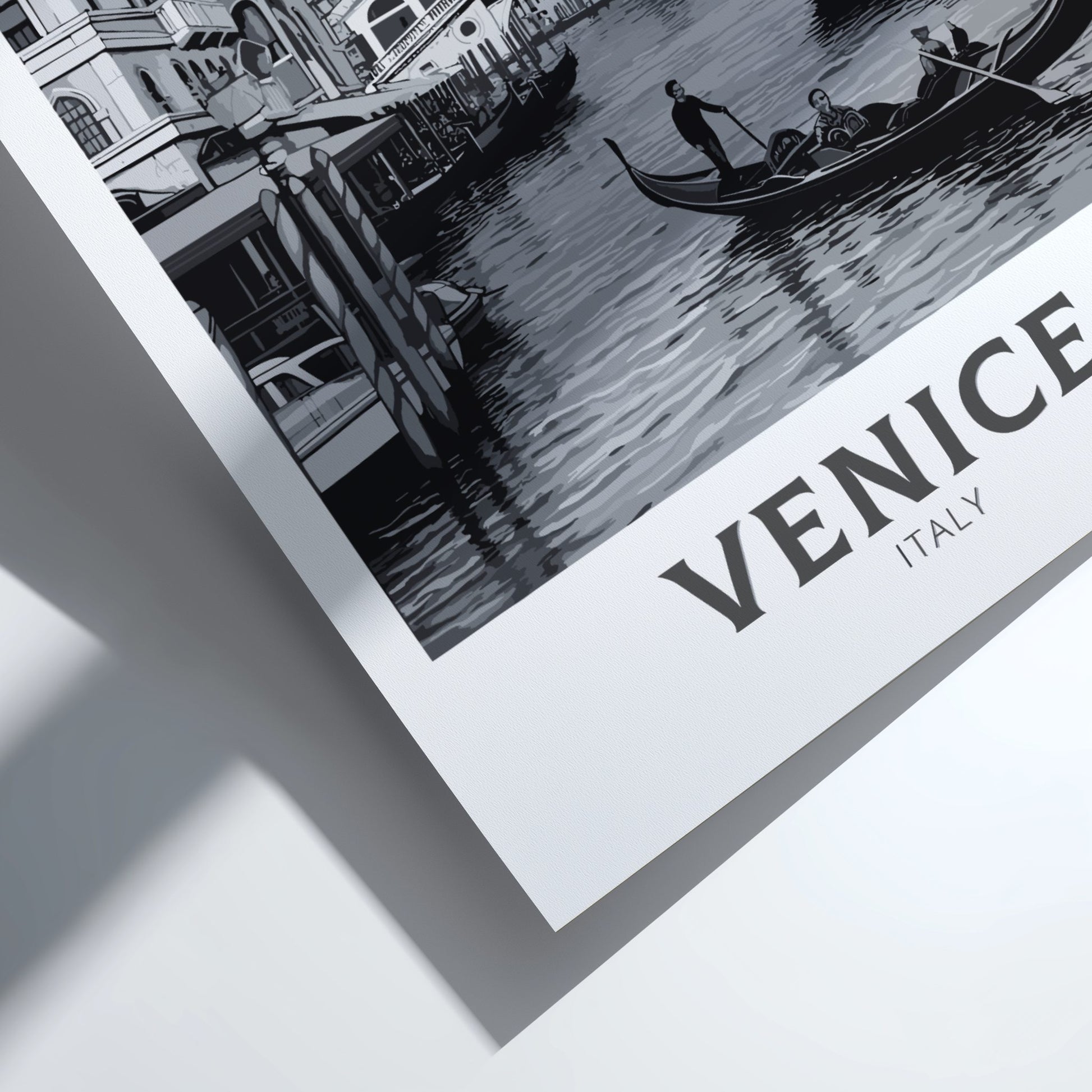 Venice black and white travel poster 