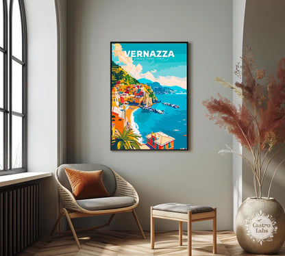 Vernazza Travel Poster, Vernazza Italy Wall Art, Vernazza Photo Print, Cinque Terre Artwork, Home Décor, Mediterranean sea Poster