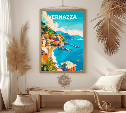 Vernazza Travel Poster, Vernazza Italy Wall Art, Vernazza Photo Print, Cinque Terre Artwork, Home Décor, Mediterranean sea Poster