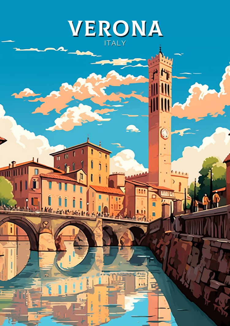 Europe VERONA TRAVEL PRINT - ITALY ARTWORK