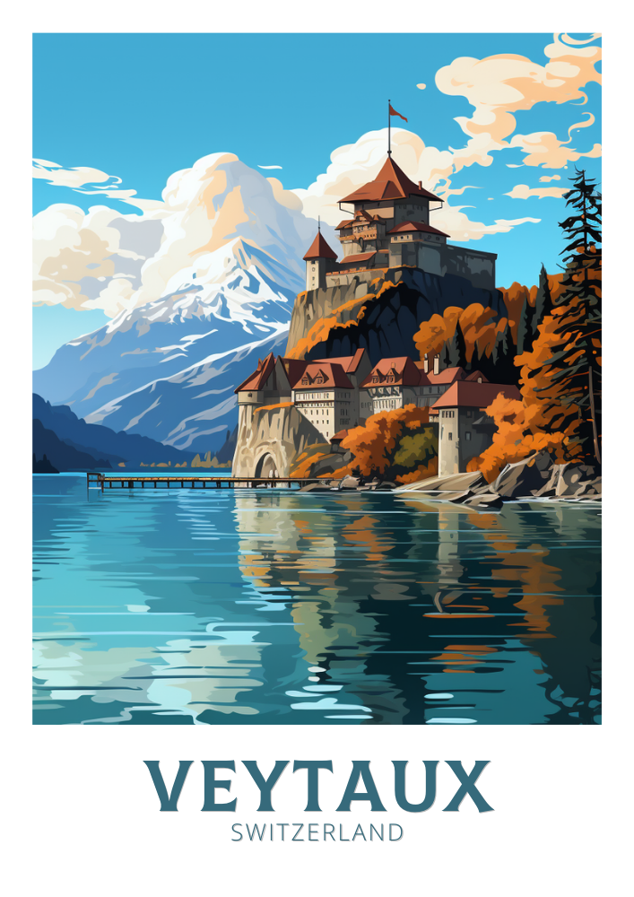 Europe VEYTAUX TRAVEL PRINT - SWITZERLAND ARTWORK