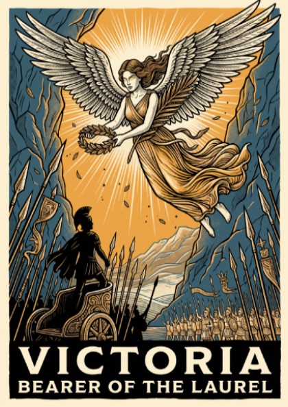 Poster of Victoria Bearer of the Laurel with a winged goddess and charioteer.
