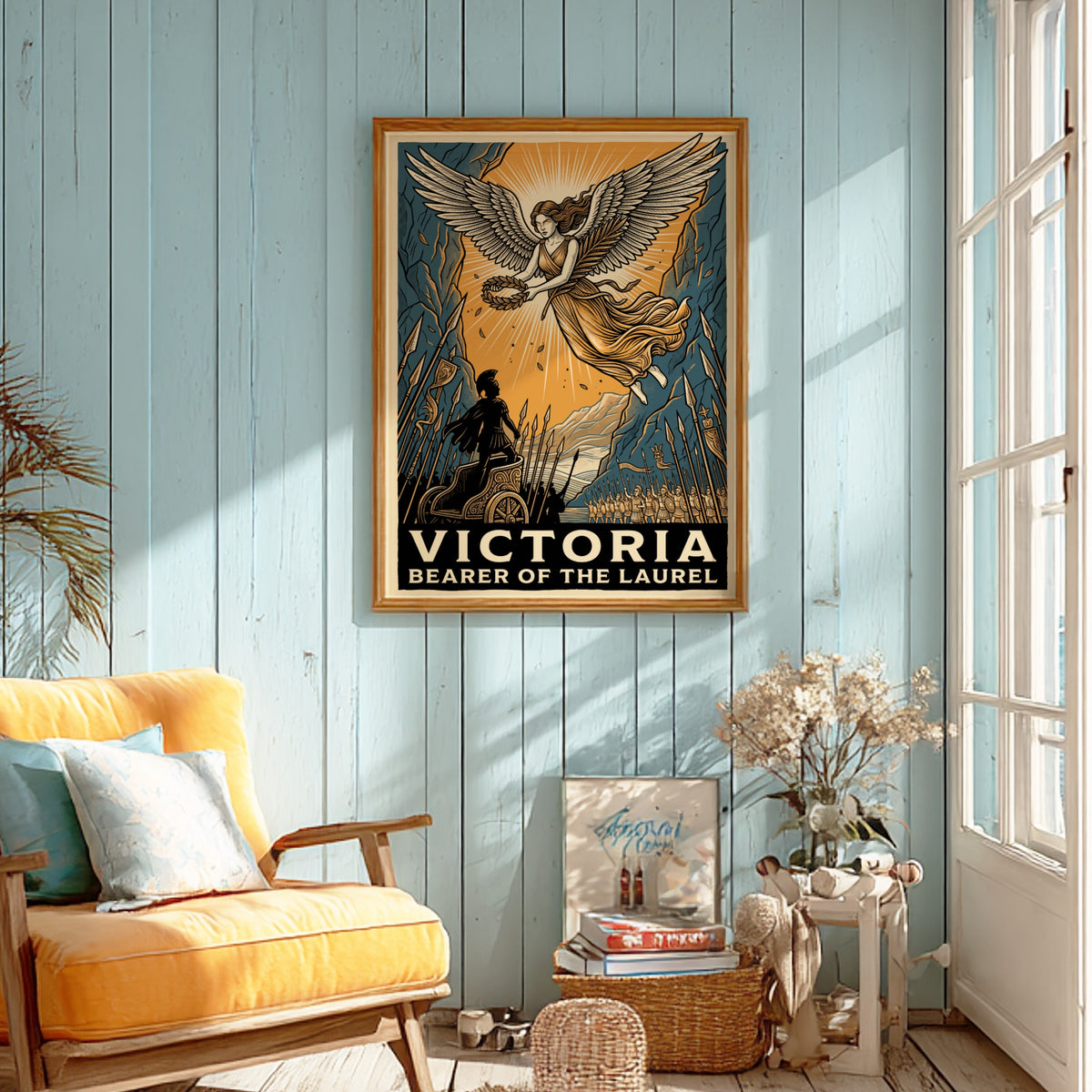 Poster of Victoria Bearer of the Laurel with a winged goddess and charioteer.