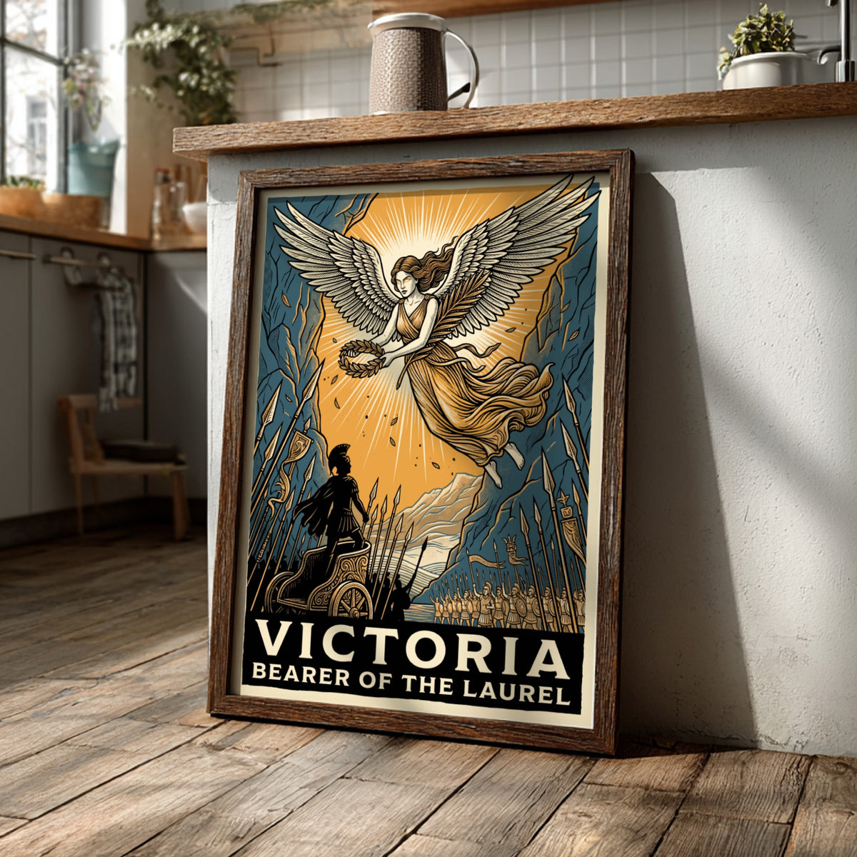 Poster of Victoria Bearer of the Laurel with a winged goddess and charioteer.