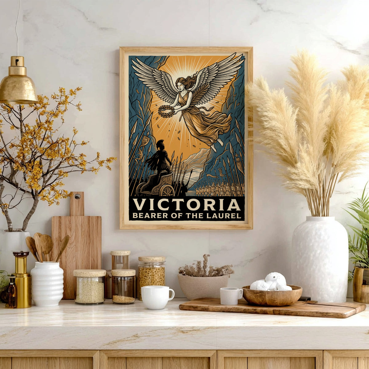 Poster of Victoria Bearer of the Laurel with a winged goddess and charioteer.