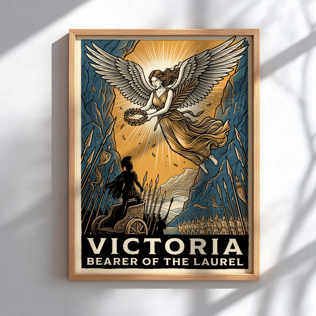 Poster of Victoria Bearer of the Laurel with a winged goddess and charioteer.