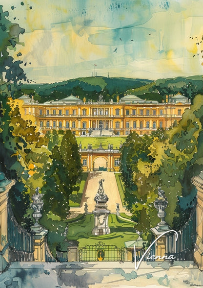 Vienna Travel Poster - Schönbrunn Palace Artwork