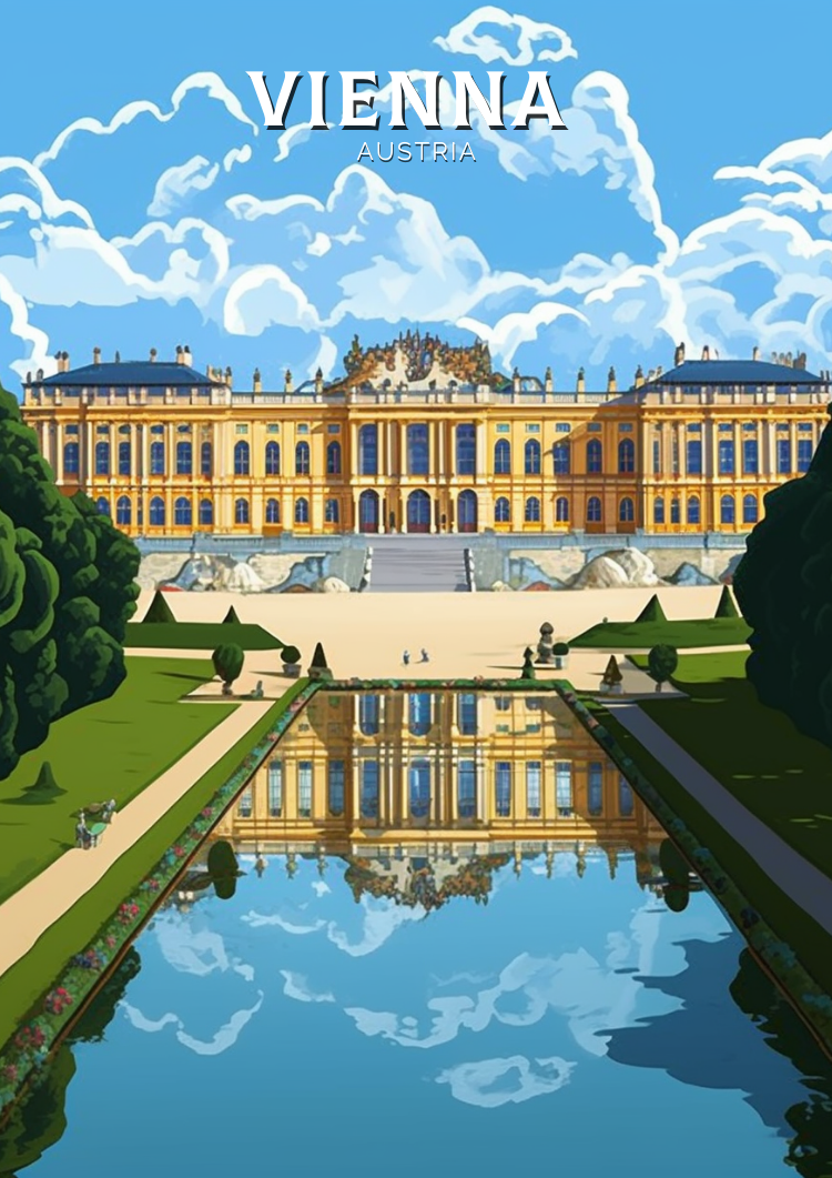 Europe SCHÖNBRUNN TRAVEL PRINT - VIENNA ARTWORK