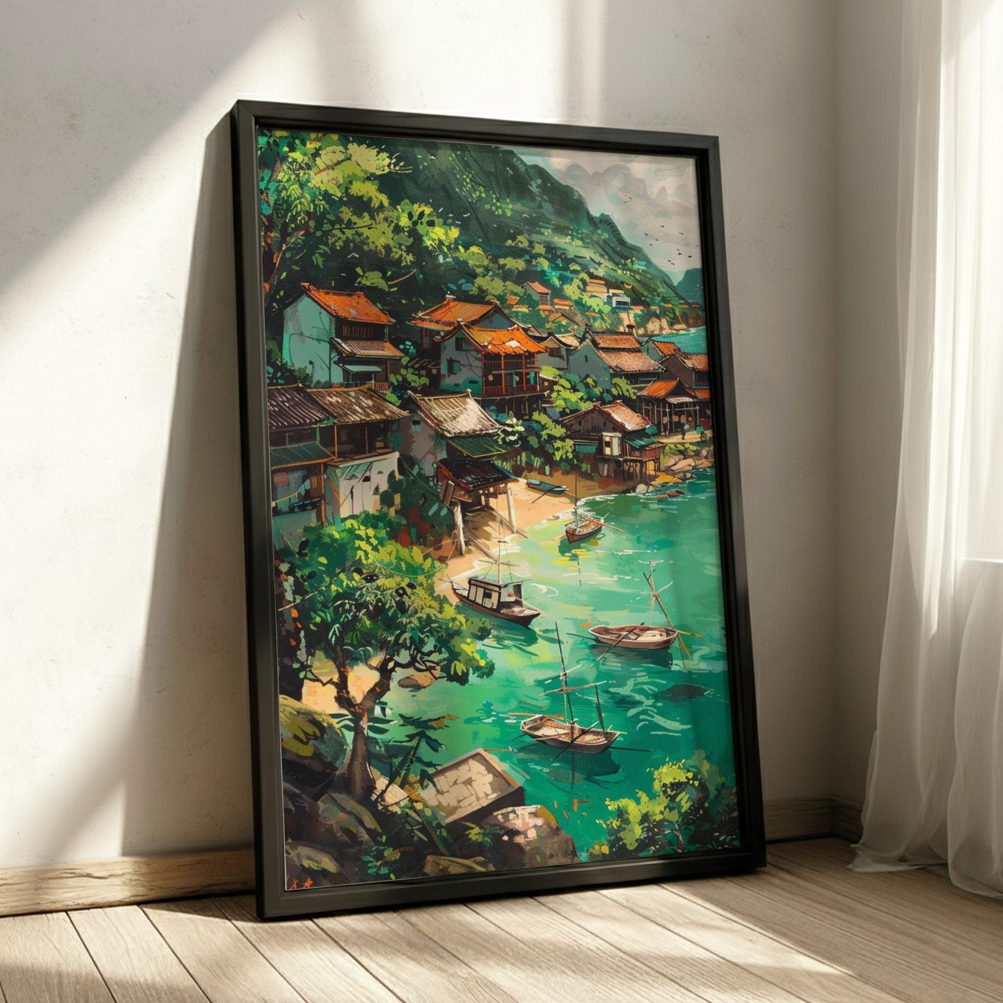 Asian FISHING VILLAGE IN VIETNAM POSTER