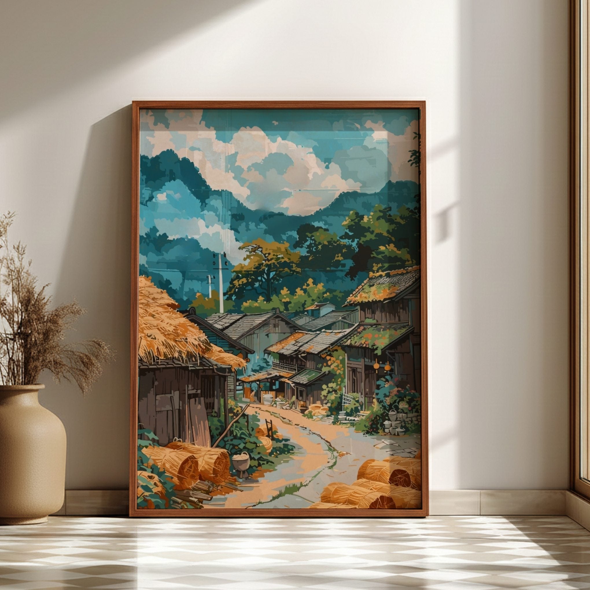 Asian VIETNAM VILLAGE ARTWORK - SOUTHEAST ASIA POSTER