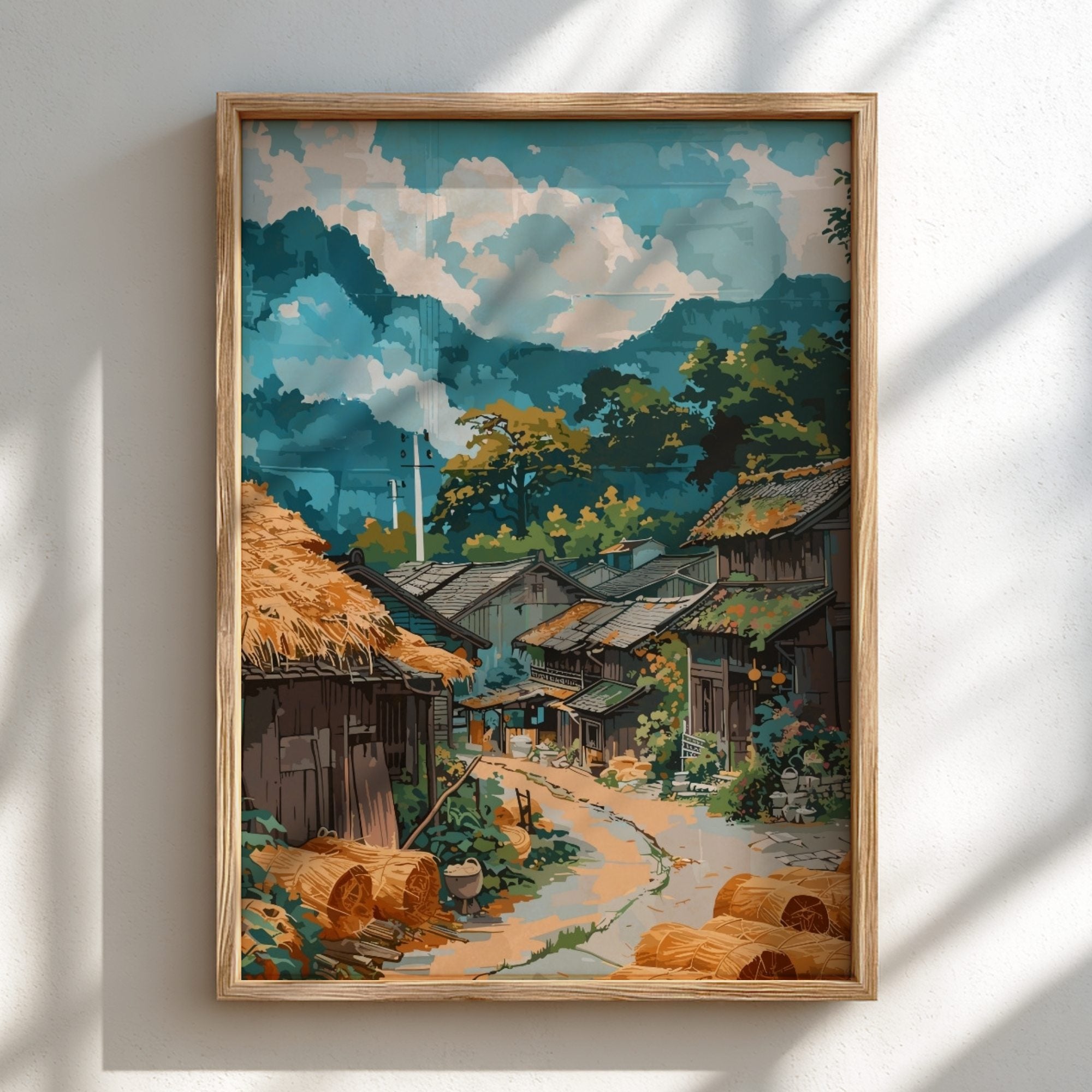 Asian VIETNAM VILLAGE ARTWORK - SOUTHEAST ASIA POSTER