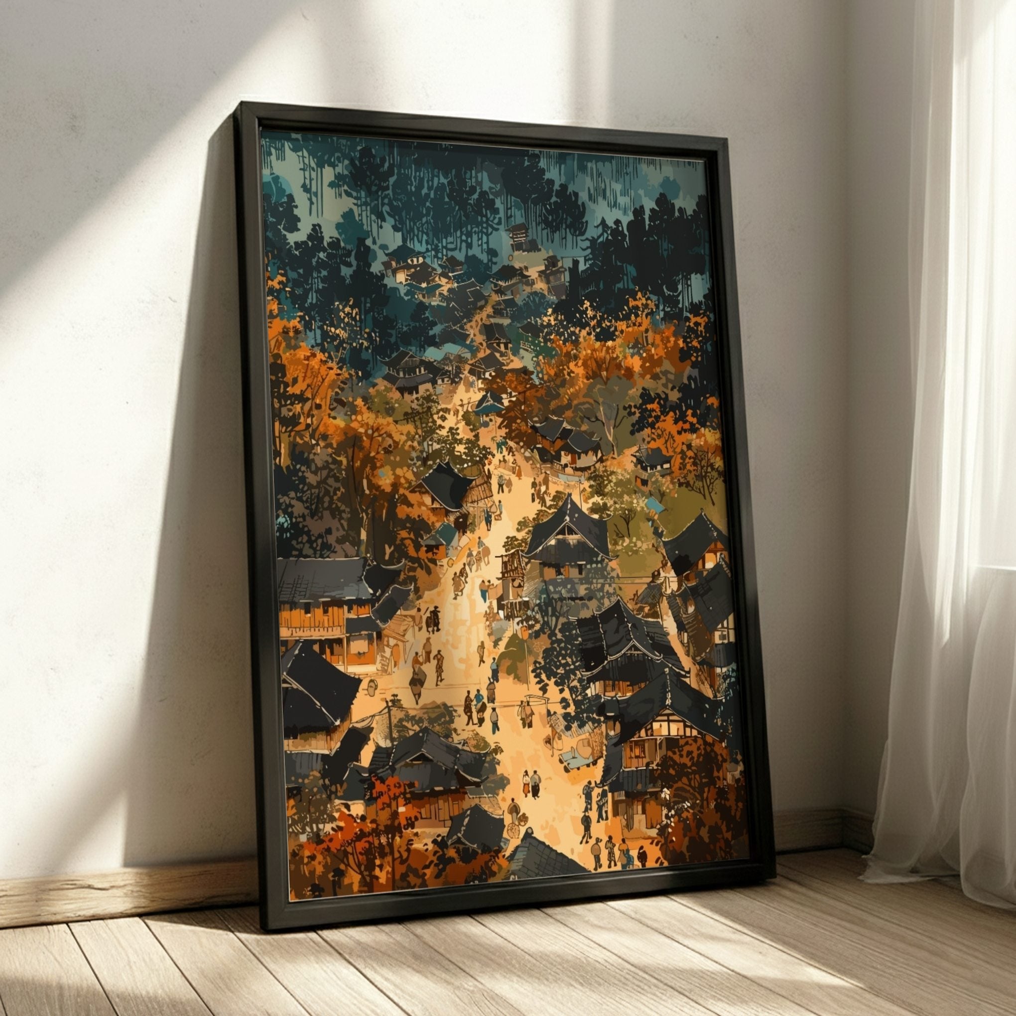 Asian VIETNAM TRAVEL POSTER - VIBRANT VILLAGE ARTWORK