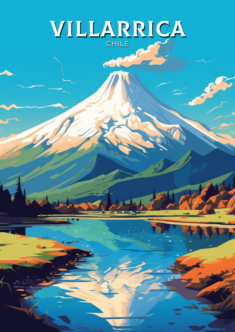 South America VILLARRICA PRINT - TRAVEL POSTER