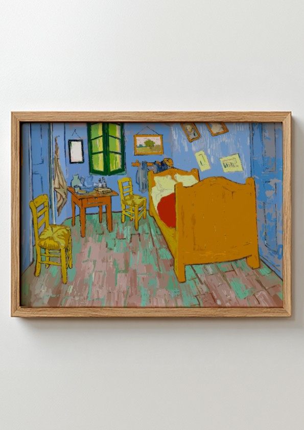 Vincent Van Gogh's The Bedroom poster featuring vibrant colors and expressive style, perfect for home decor.