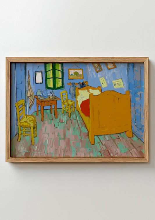 Vincent Van Gogh's The Bedroom poster featuring vibrant colors and expressive style, perfect for home decor.