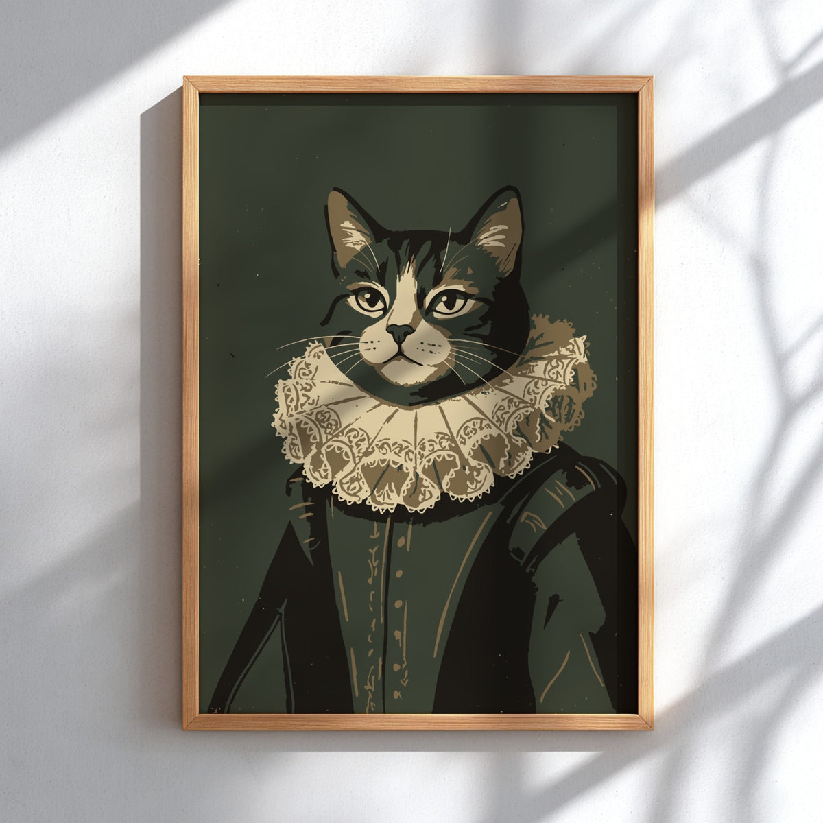 Poster featuring a regal cat dressed in a Renaissance doublet and white lace ruff