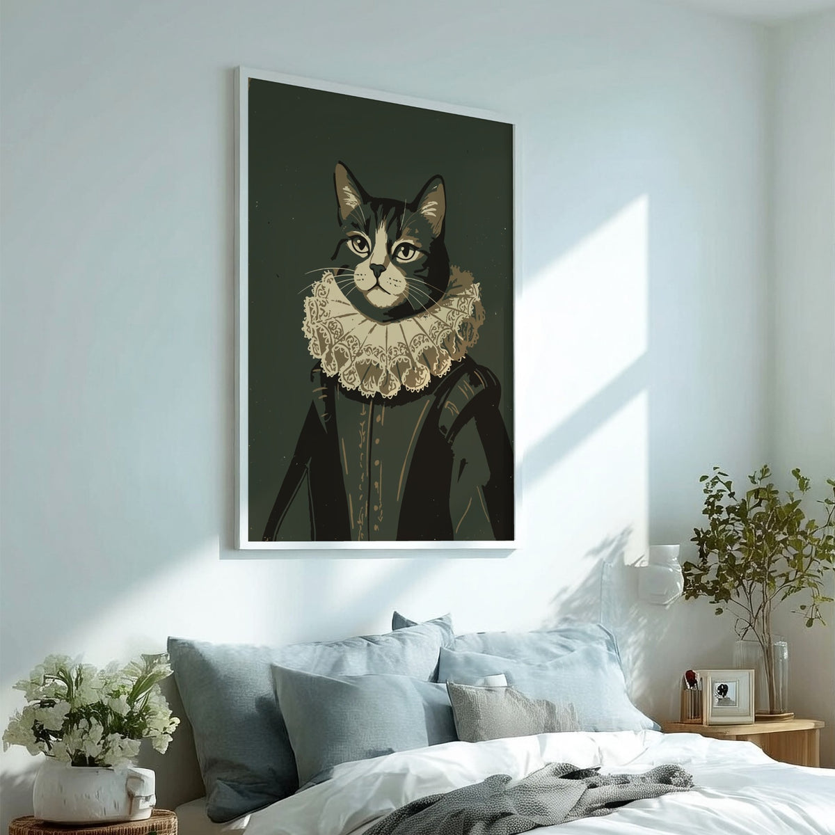 Poster featuring a regal cat dressed in a Renaissance doublet and white lace ruff