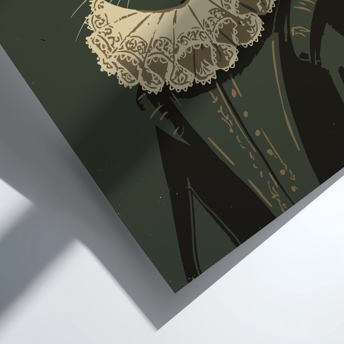 Poster featuring a regal cat dressed in a Renaissance doublet and white lace ruff