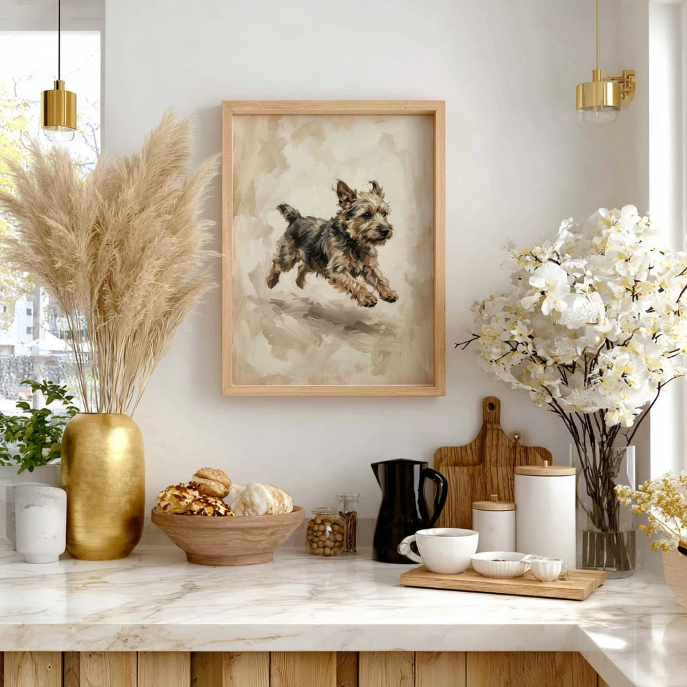 Terrier Dog Oil Painting - Rustic Pet Poster – Brighton Posters