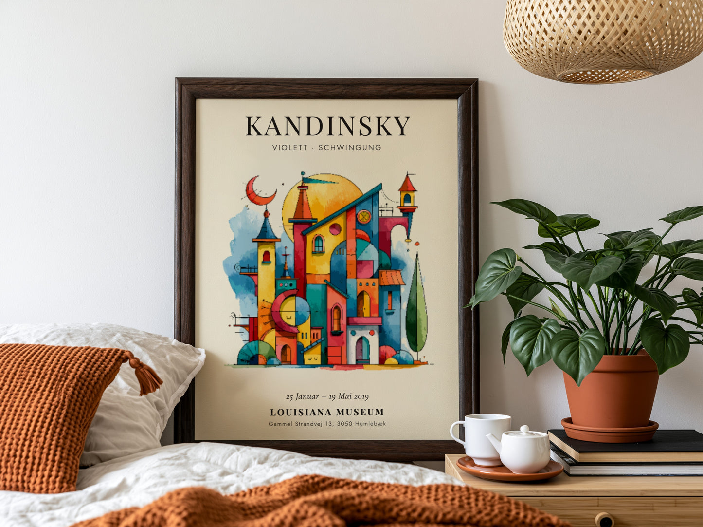 Kandinsky inspired poster featuring vibrant colors and geometric shapes in abstract style