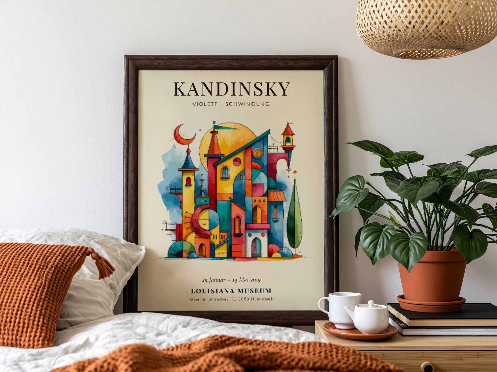 Kandinsky inspired poster featuring vibrant colors and geometric shapes in abstract style