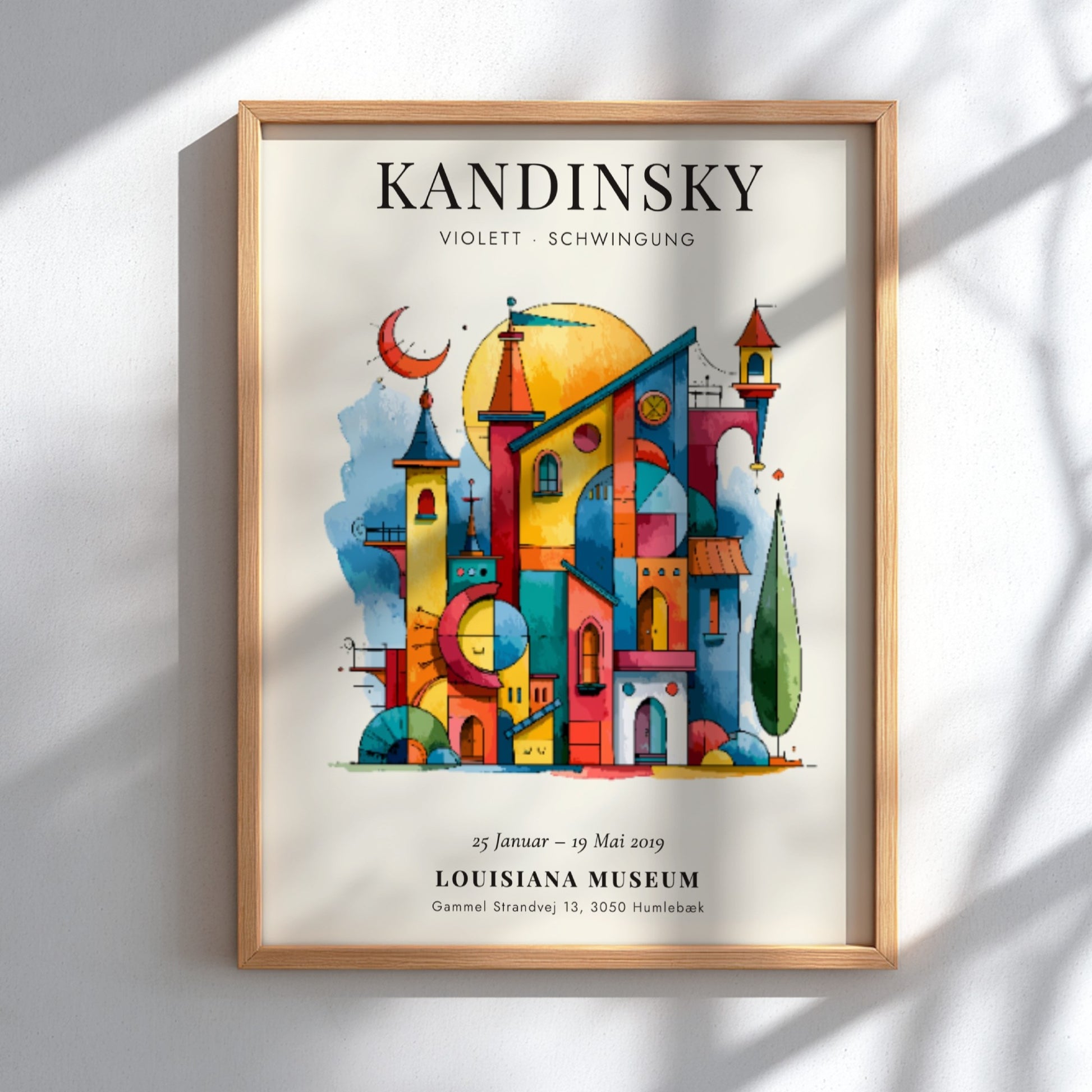 Kandinsky inspired poster featuring vibrant colors and geometric shapes in abstract style