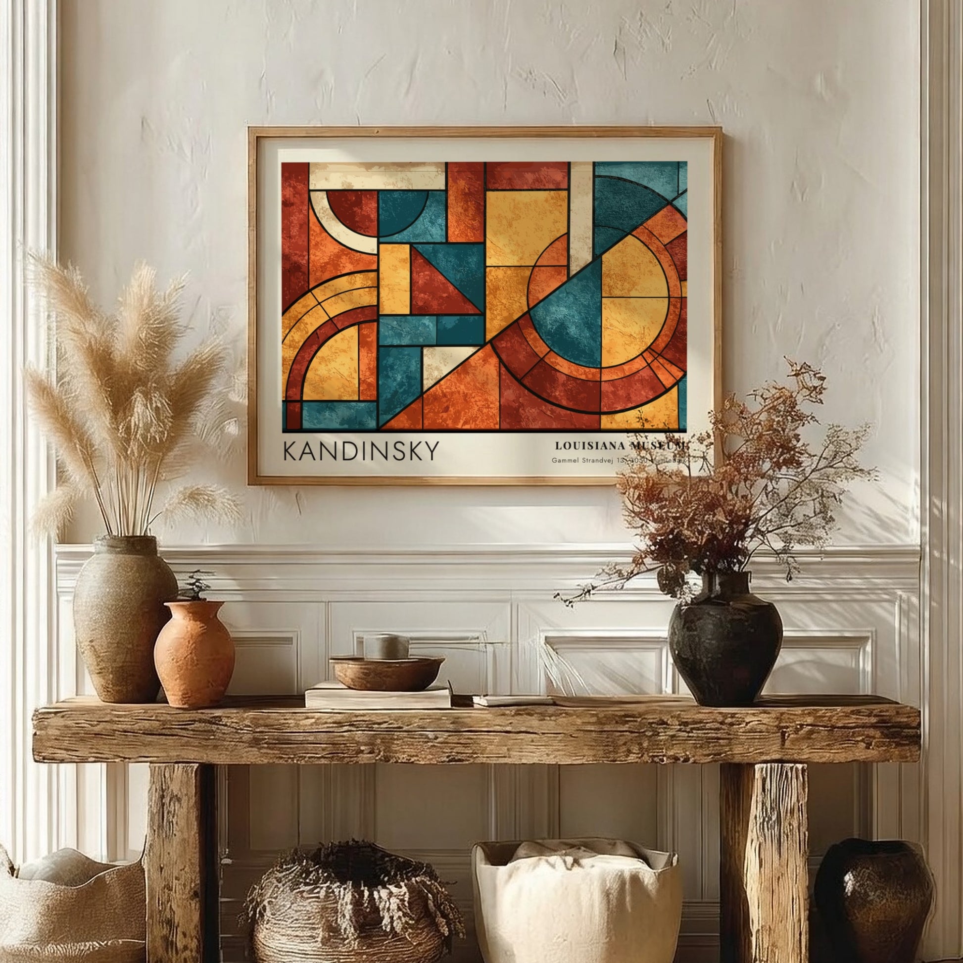 Wall art poster featuring Kandinsky Violett Schwingung abstract geometric shapes in blue and red.