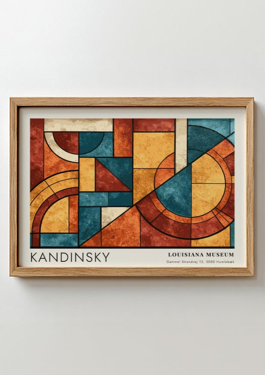 Wall art poster featuring Kandinsky Violett Schwingung abstract geometric shapes in blue and red.