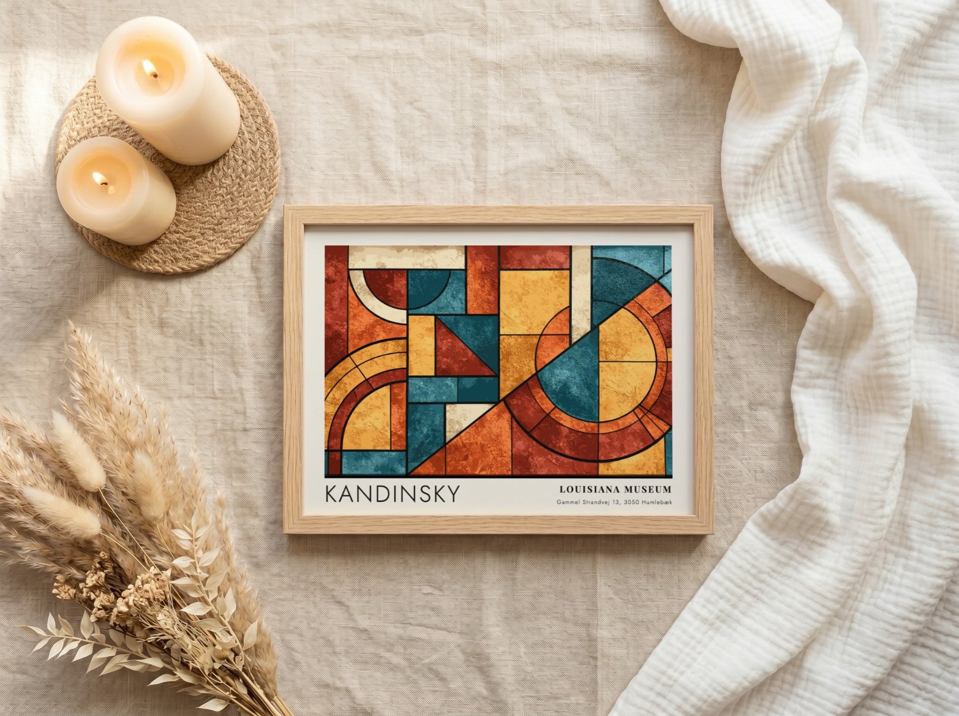 Wall art poster featuring Kandinsky Violett Schwingung abstract geometric shapes in blue and red.