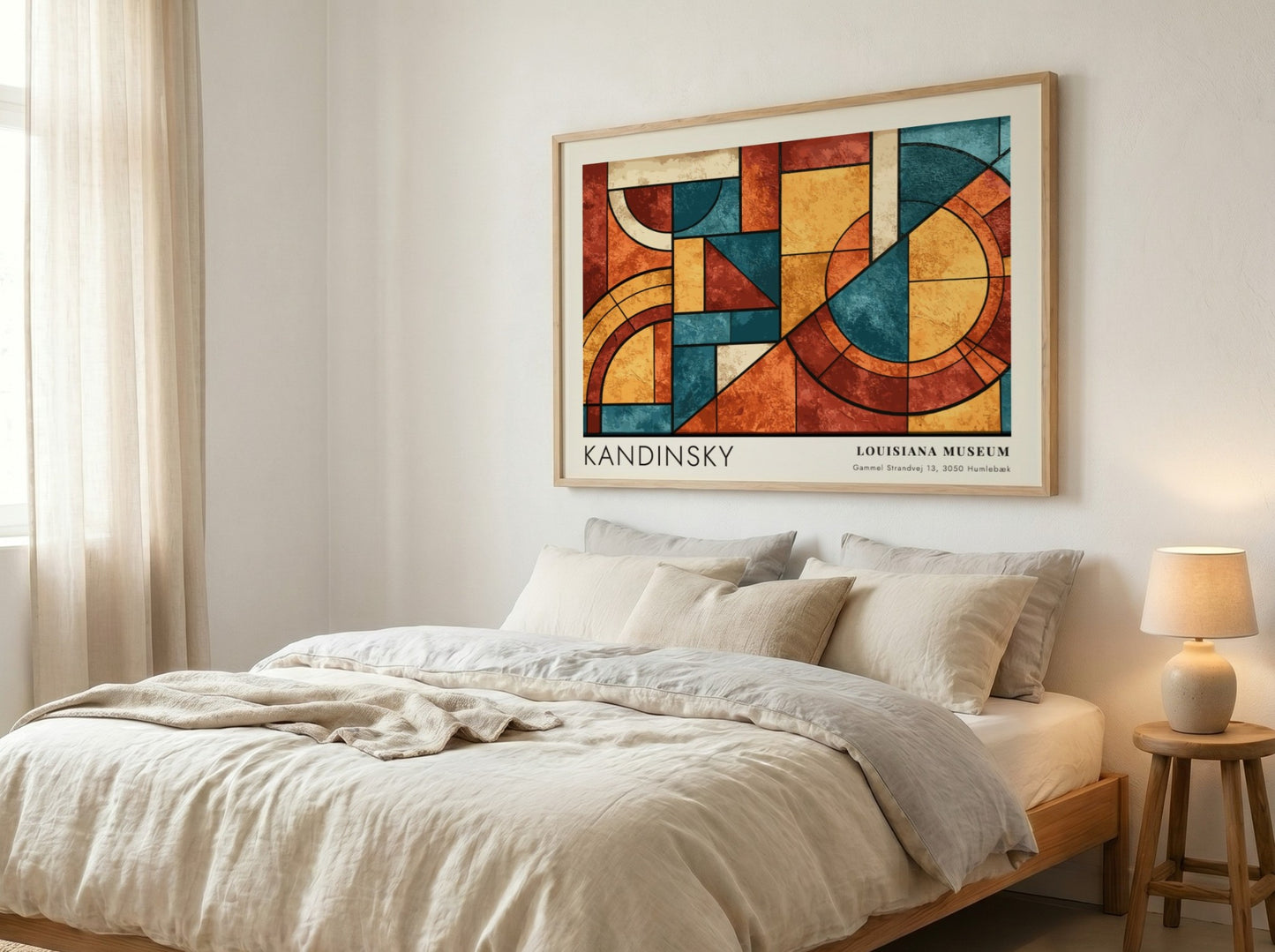 Wall art poster featuring Kandinsky Violett Schwingung abstract geometric shapes in blue and red.