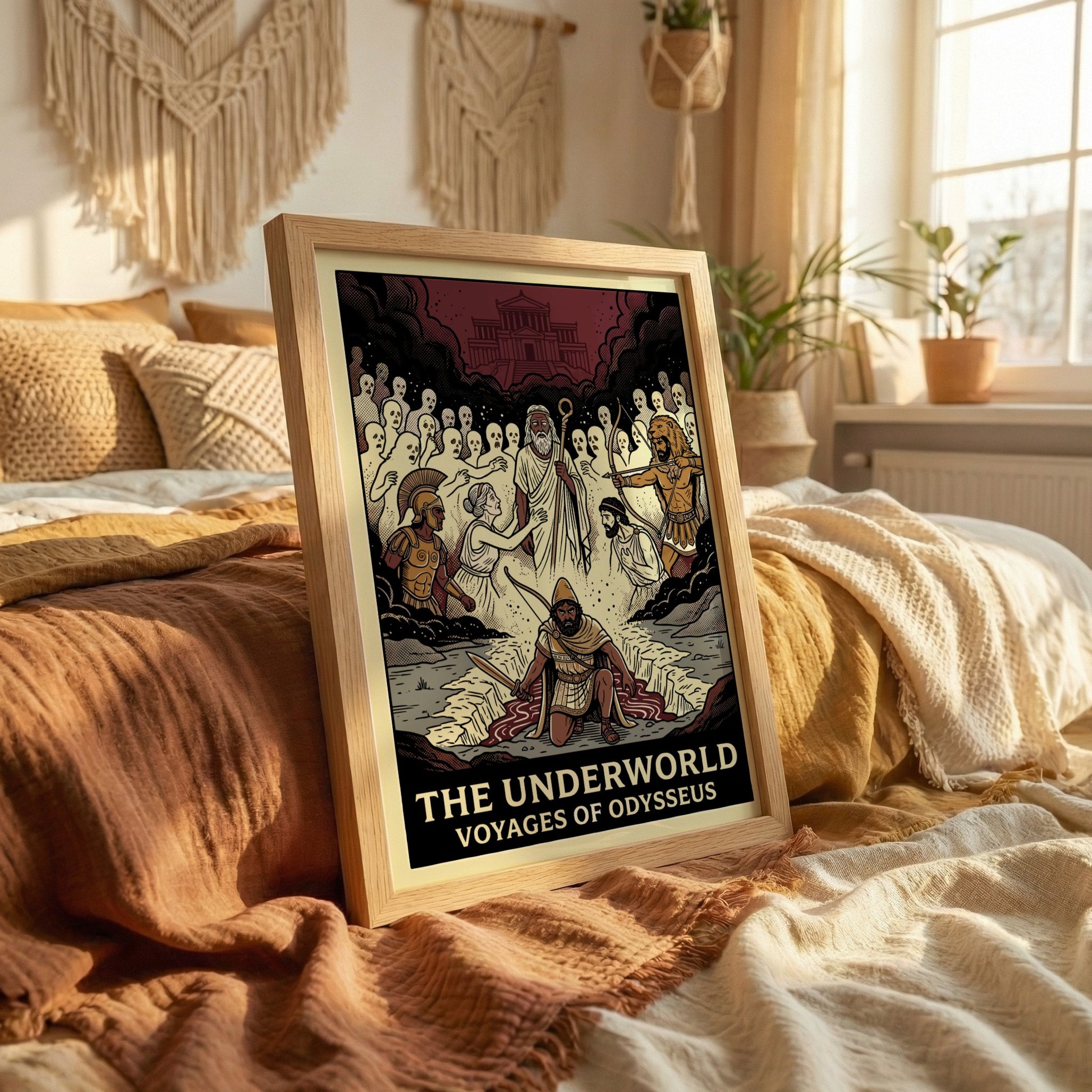 Odysseus in the Underworld poster, featuring spectral figures and Hades in a dramatic Greek mythology scene.
