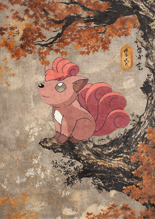 Vulpix Poster: Japanese Style Legendary Pokemon Inspired Anime Artwork, Pokemon TCG Vulpix