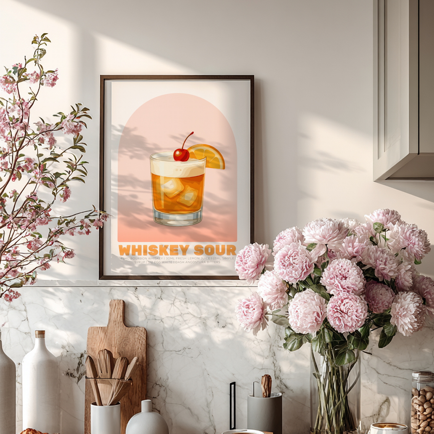 Whiskey Sour Cocktail Poster - Drinks Wall Art