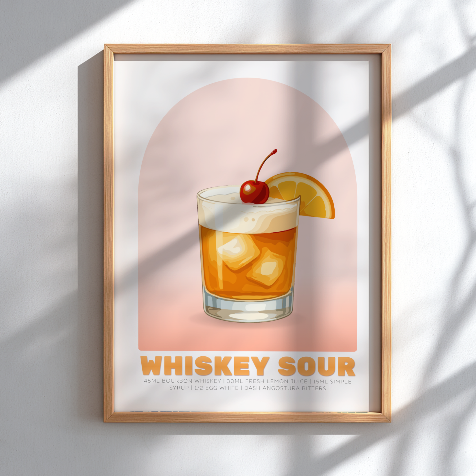 Whiskey Sour Cocktail Poster - Drinks Wall Art