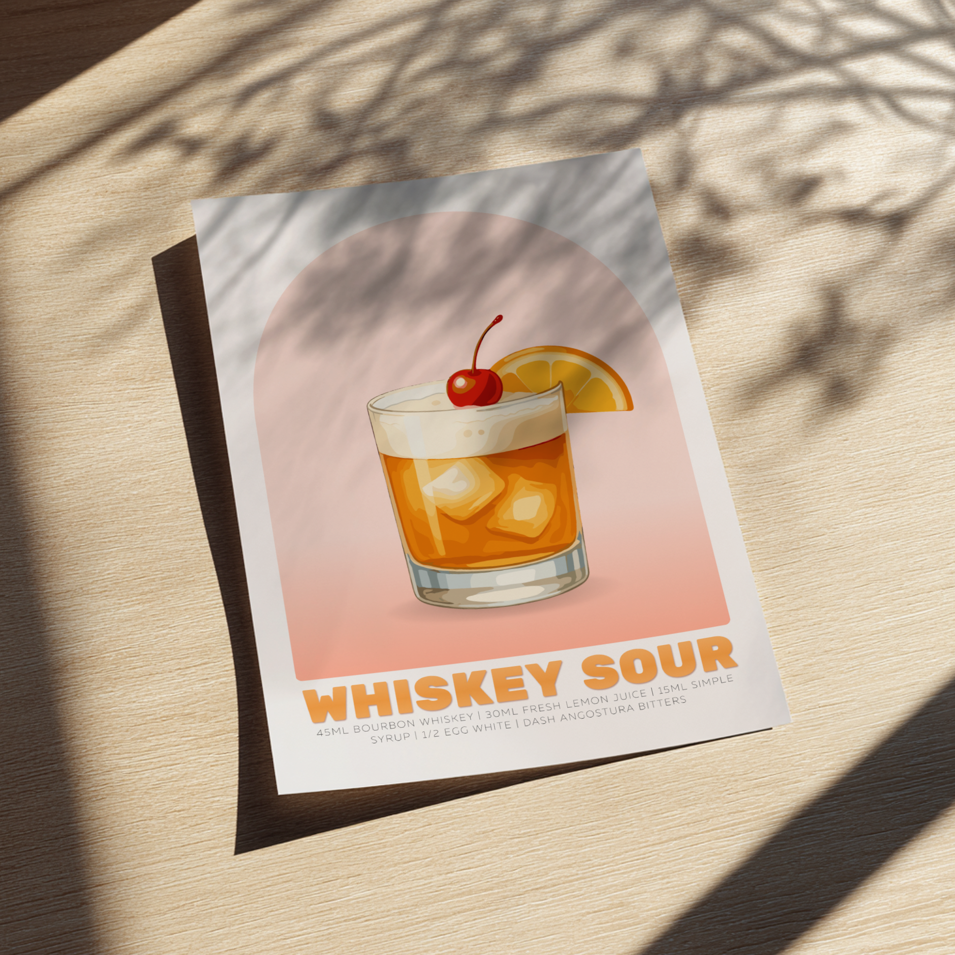 Whiskey Sour Cocktail Poster - Drinks Wall Art