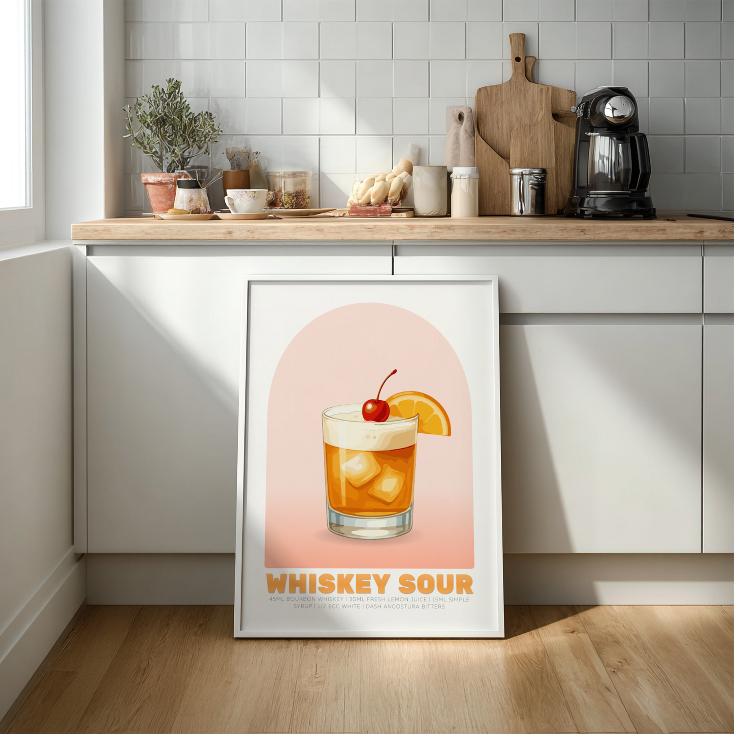 Whiskey Sour Cocktail Poster - Drinks Wall Art