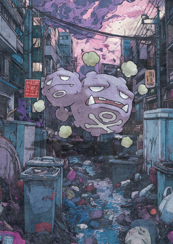 Weezing Poster: Japanese Style Legendary Pokemon Inspired Anime Artwork, Pokemon TCG Weezing