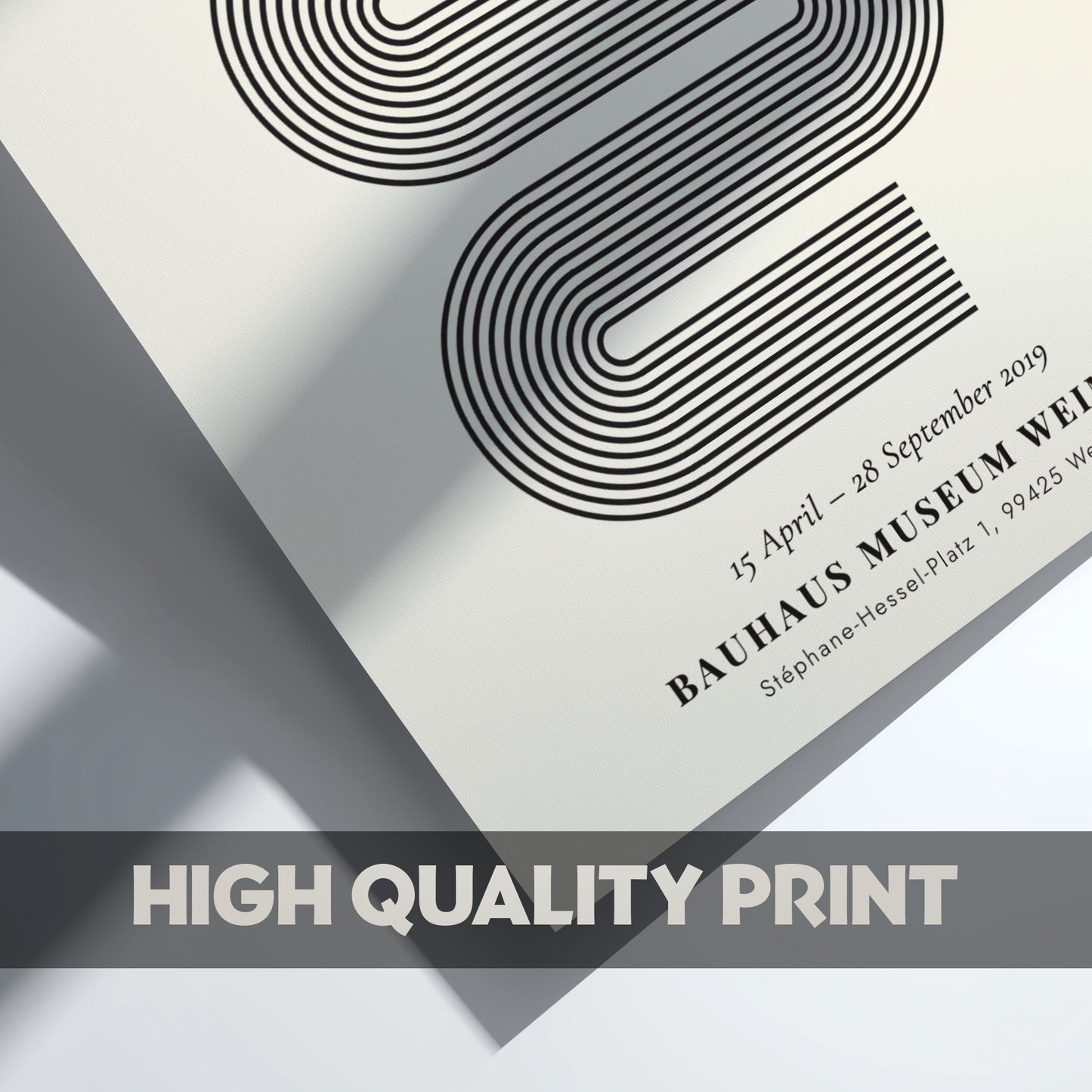 Bauhaus poster featuring geometric lines in black and white, modern design for wall decor