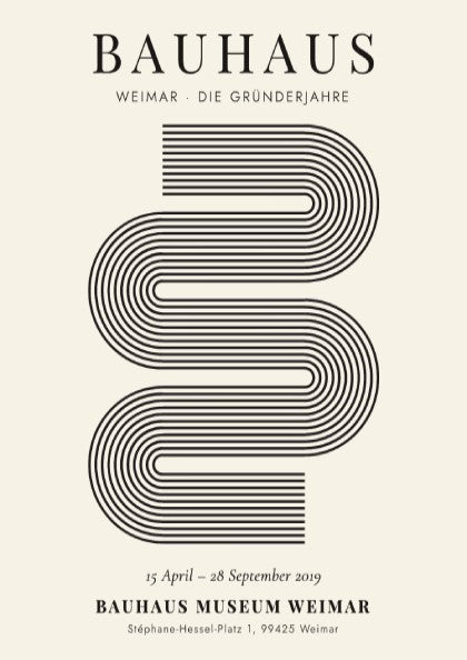 Bauhaus poster featuring geometric lines in black and white, modern design for wall decor