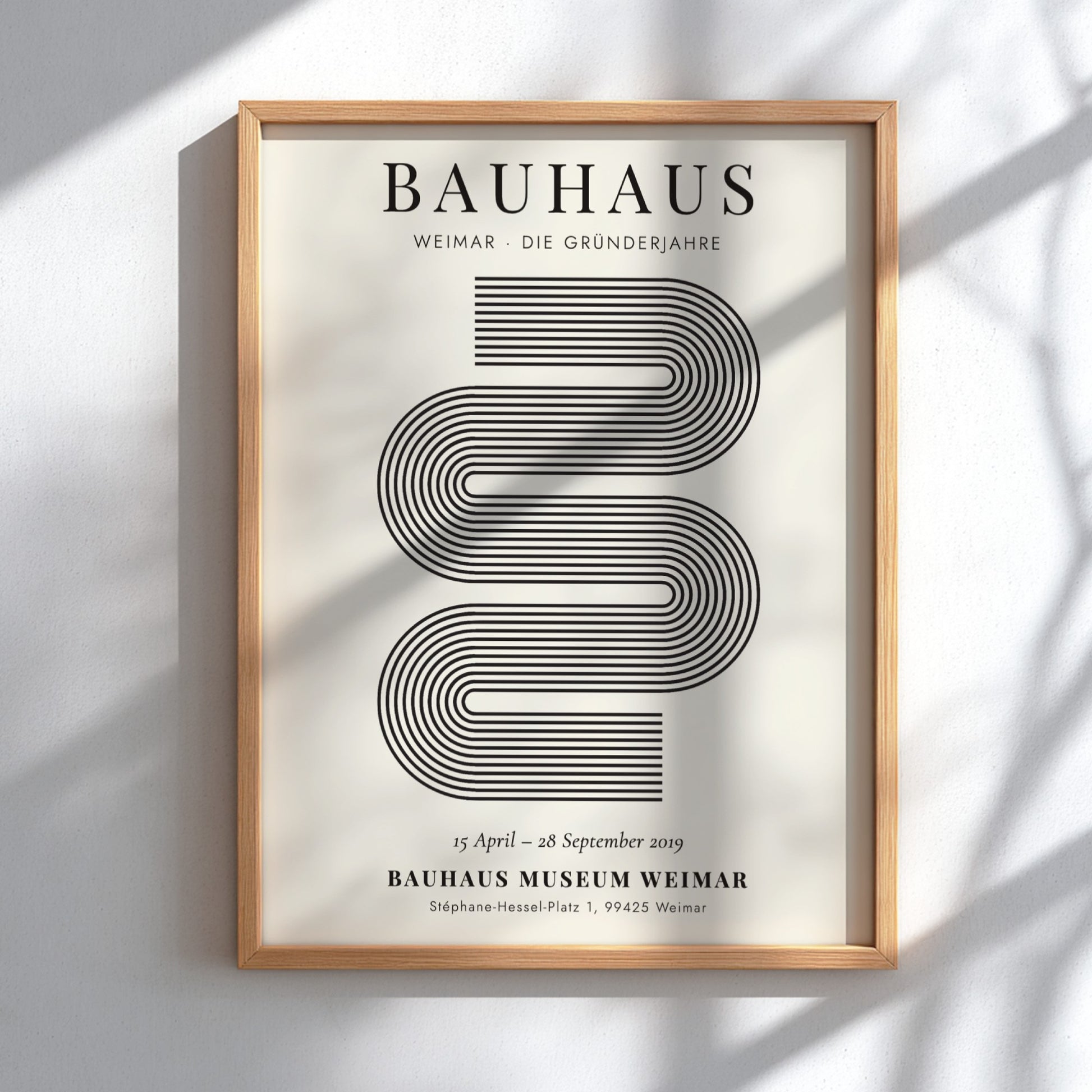 Bauhaus poster featuring geometric lines in black and white, modern design for wall decor