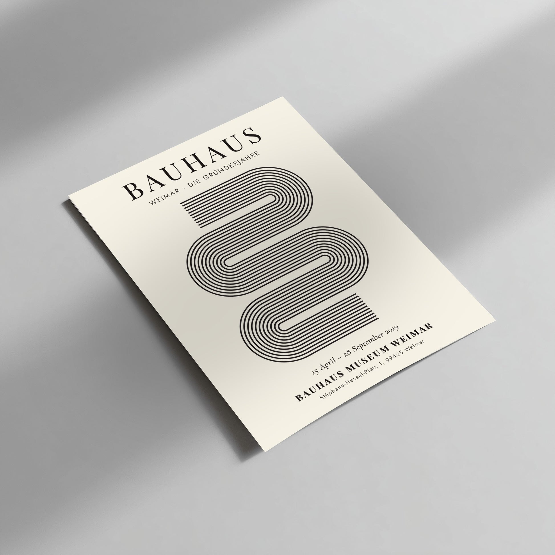 Bauhaus poster featuring geometric lines in black and white, modern design for wall decor
