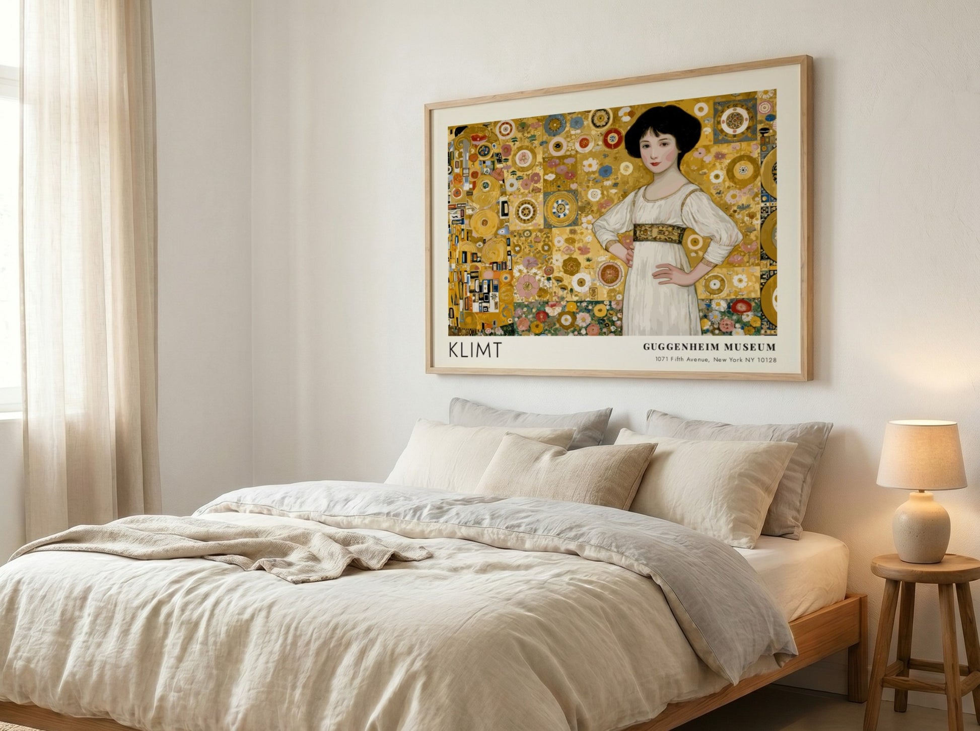 Weiss und Gold - Stille Nacht poster, Klimt style, featuring warm gold tones and intricate patterns for