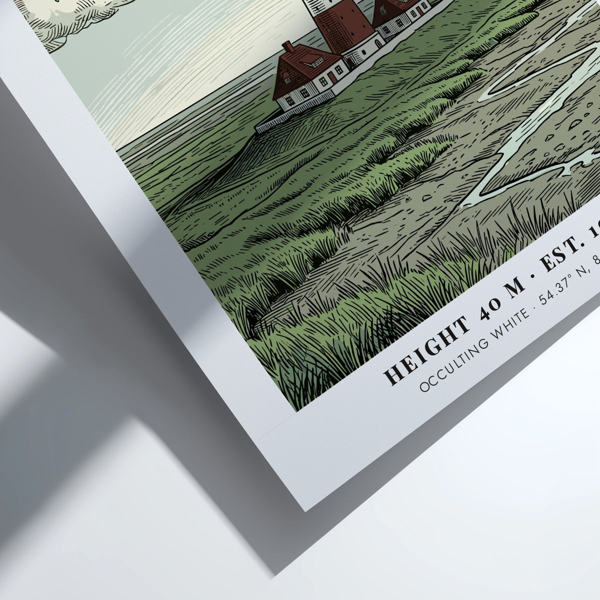 Poster of the Westerhever lighthouse in Germany featuring red and white striped tower.