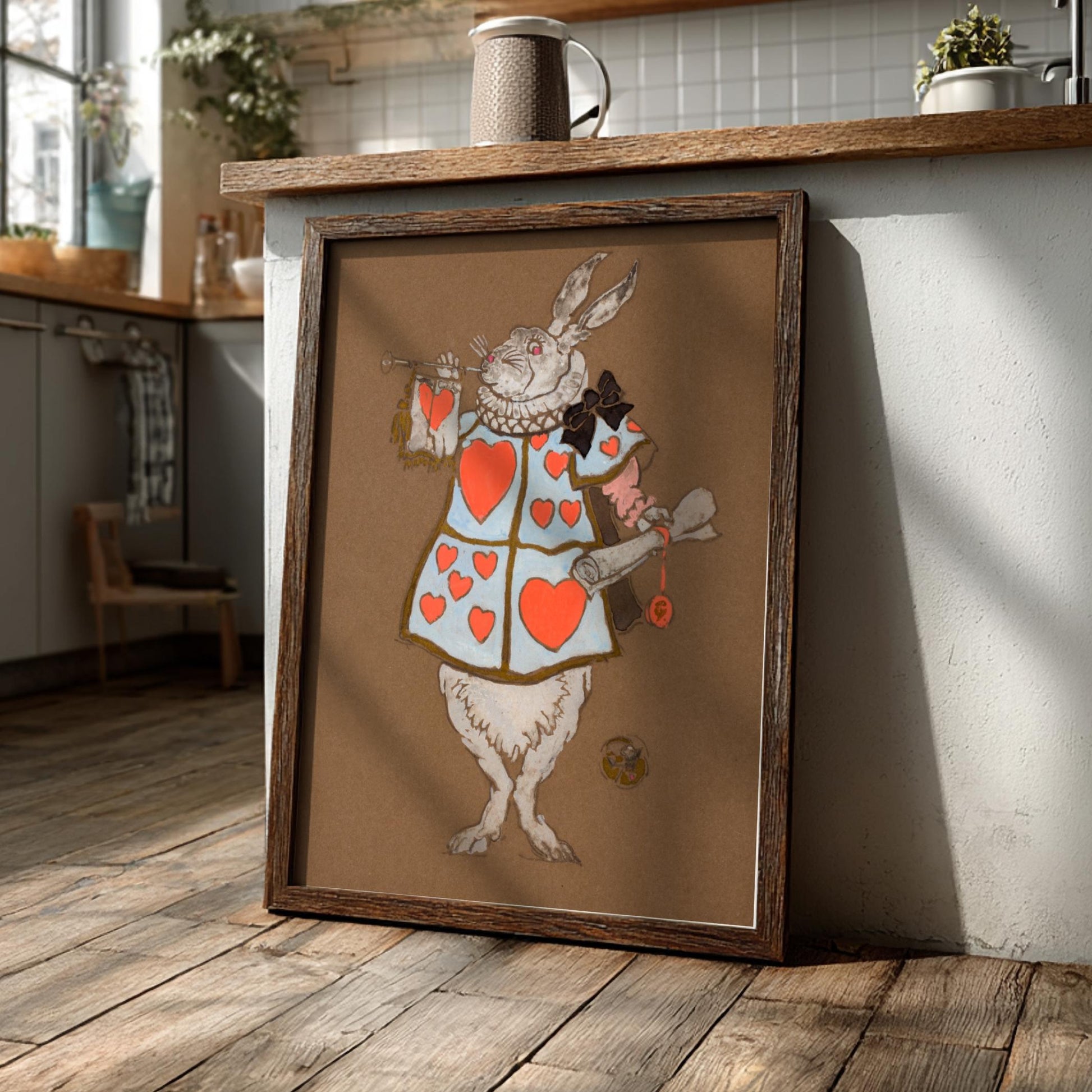 White Rabbit with Herald’s Costume - Modern Minimalist Henderson-Inspired Art