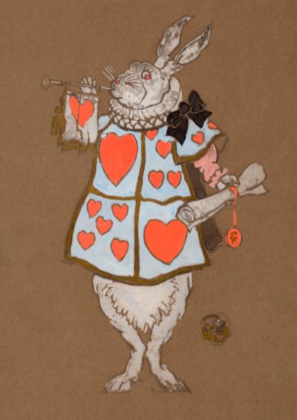 White Rabbit with Herald’s Costume - Modern Minimalist Henderson-Inspired Art