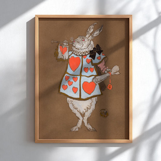 White Rabbit with Herald’s Costume - Modern Minimalist Henderson-Inspired Art